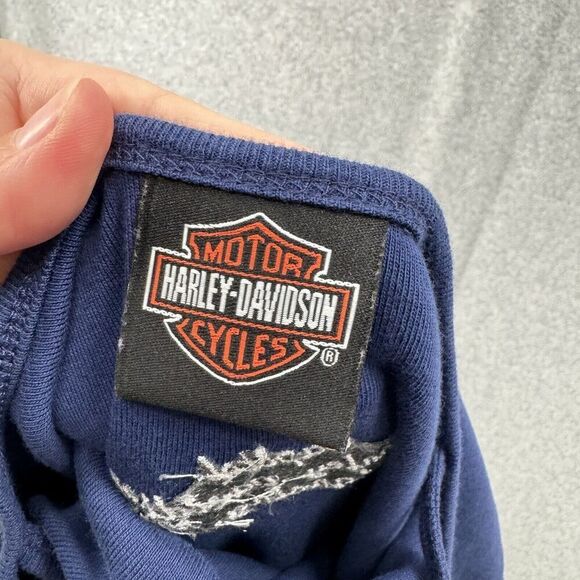 Harley-Davidson Tee Tshirt Wmns XS Blue Short Sleeve Embroidered Logo Motorcycle - Picture 9 of 11